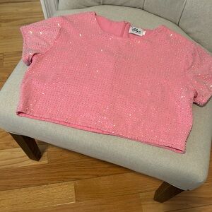 Lola & The Boys Crystal Pink Crop Top